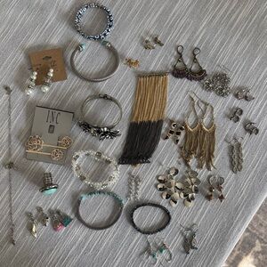 Assorted Costume/Fashion Jewelry Lot- Bracelets, Earrings, Charms, Hair pins